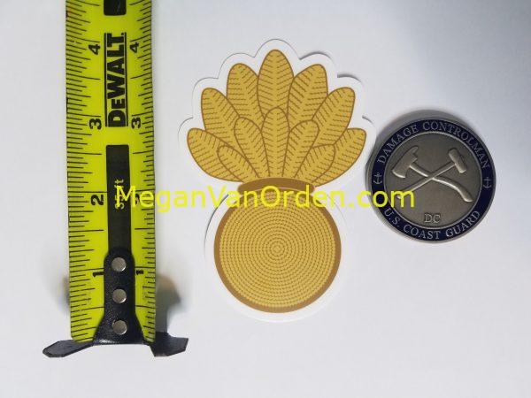Warrant Officer Gold WEPS pineapple 4" with Racing Stripe USCG Coast Guard Coastie Sticker Salty For You
