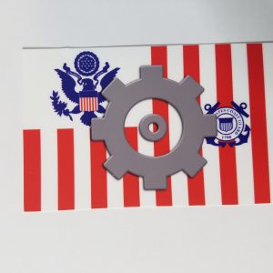MK Cog on USCG Ensign 4" Sticker Machinery Technician with Racing Stripe USCG Coast Guard Coastie Sticker Salty For You