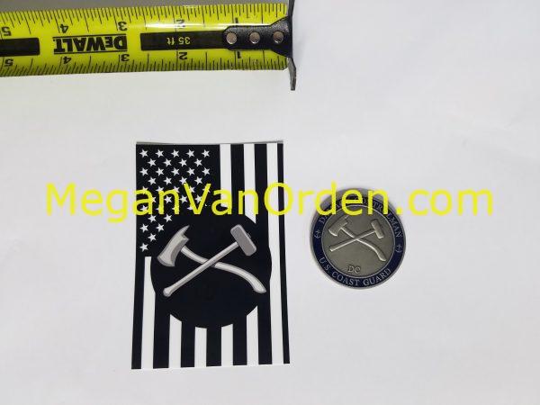 Damage Controlman Axe and Maul on Black and White American flag