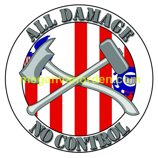 ALL DAMAGE NO CONTROL DC CIRCLE STICKER-with ensign - uscg - damage control