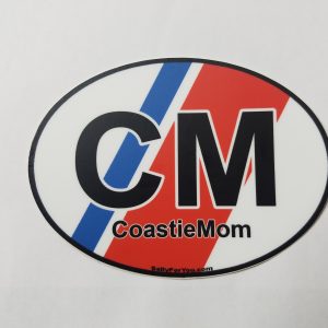 coast guard mom racing stripe oval sticker uscg