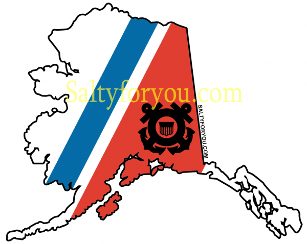 aslaska state outline - white - uscg coast guard sticker