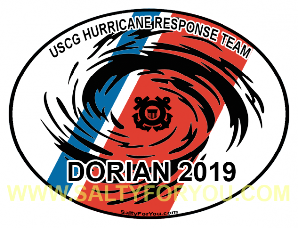 dorian hurricane USCG with Racing Stripe USCG Coast Guard Coastie Sticker Salty For You