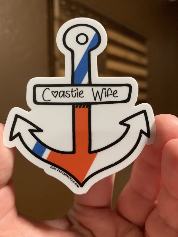 Coastie Wife Sticker USCG with Racing Stripe USCG Coast Guard Coastie Sticker Salty For You