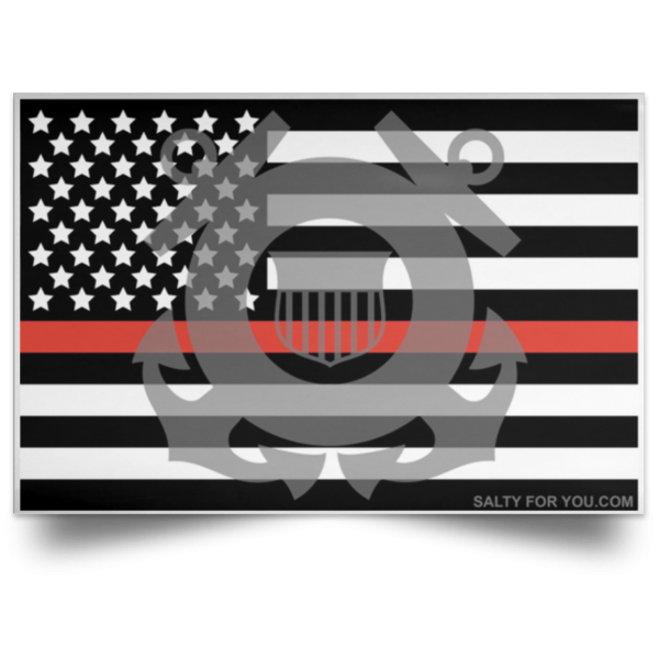Coast Guard American Flag Orange Strip Flag Sticker USCG
