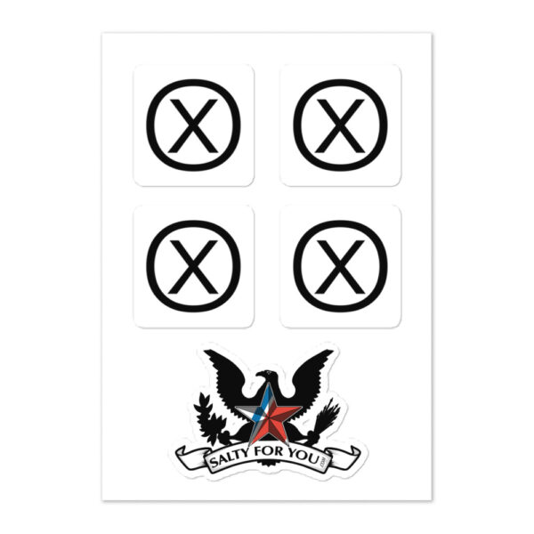 Material Condition Circle Xray Stickers 2×2 on white background sheet